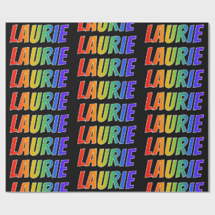 Papier Cadeau Prénom arc-en-ciel "LAURIE"; Amusant et coloré