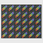 Papier Cadeau Prénom arc-en-ciel "LAURIE" + Étoiles (Plat)