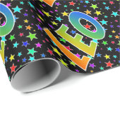 Papier Cadeau Prénom arc-en-ciel "LEO" + Stars (Coin rond)