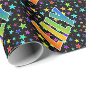 Papier Cadeau Prénom arc-en-ciel "LILY" + Stars (Coin rond)