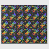 Papier Cadeau Prénom arc-en-ciel "LUCAS" + étoiles (Plat)
