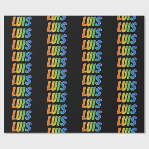 Papier Cadeau Prénom arc-en-ciel "LUIS"; Amusant et coloré