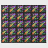Papier Cadeau Prénom Arc-en-ciel "MADELYN" + Feu d'artifice (Plat)