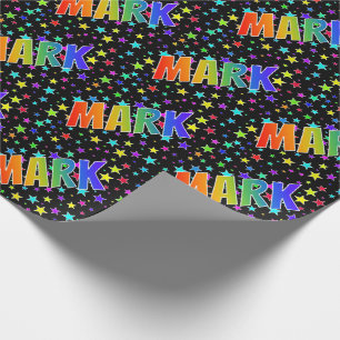 Papier Cadeau Prénom Arc-en-ciel "MARK" + Étoiles