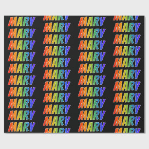 Papier Cadeau Prénom arc-en-ciel "MARY"; Amusant et Coloré