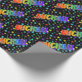 Papier Cadeau Prénom Arc-en-ciel "MICHAEL" + Étoiles (Coin)