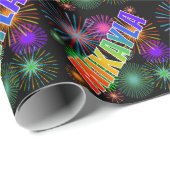 Papier Cadeau Prénom Arc-en-ciel "MIKAYLA" + Feu d'artifice (Coin rond)
