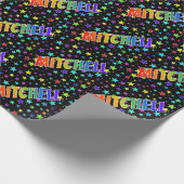 Papier Cadeau Prénom Arc-en-ciel "MITCHELL" + Étoiles (Coin)