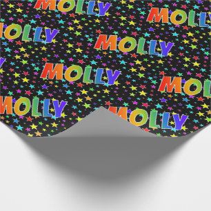 Papier Cadeau Prénom arc-en-ciel "MOLLY" + Étoiles