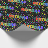 Papier Cadeau Prénom arc-en-ciel "NATASHA" + Étoiles (Coin)