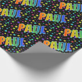 Papier Cadeau Prénom Arc-en-ciel "PAUL" + Étoiles (Coin)