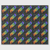 Papier Cadeau Prénom arc-en-ciel "PAULA" + Étoiles (Plat)