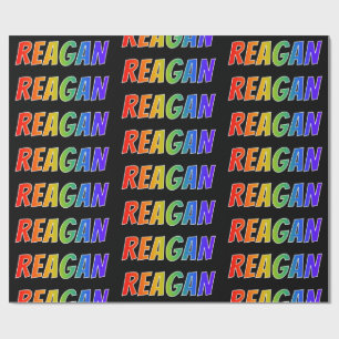 Papier Cadeau Prénom arc-en-ciel "REAGAN"; Amusant et coloré
