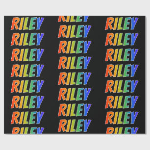 Papier Cadeau Prénom arc-en-ciel "RILEY"; Amusant et coloré