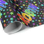 Papier Cadeau Prénom arc-en-ciel "ROBIN" + Étoiles (Coin rond)