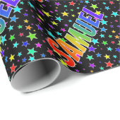 Papier Cadeau Prénom arc-en-ciel "SAMUEL" + Étoiles (Coin rond)