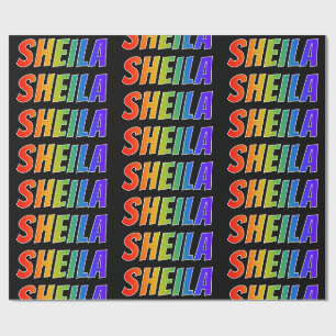 Papier Cadeau Prénom arc-en-ciel "SHEILA"; Amusant et coloré