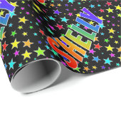 Papier Cadeau Prénom arc-en-ciel "SHELLY" + Stars (Coin rond)