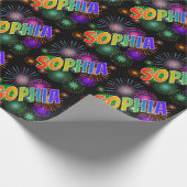 Papier Cadeau Prénom arc-en-ciel "SOPHIA" + Feu d'artifice (Coin)
