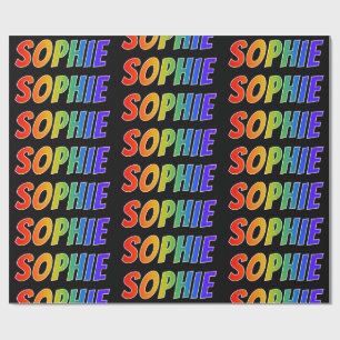 Papier Cadeau Prénom arc-en-ciel "SOPHIE"; Amusant et coloré