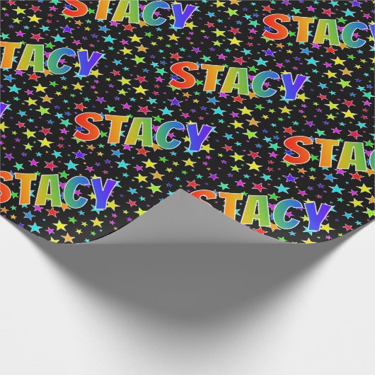 Papier Cadeau Prénom arc-en-ciel "STACY" + Stars (Coin)