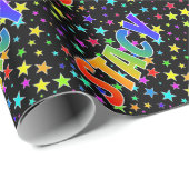 Papier Cadeau Prénom arc-en-ciel "STACY" + Stars (Coin rond)