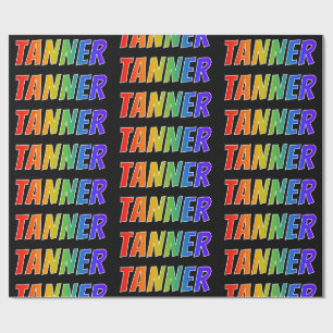 Papier Cadeau Prénom Arc-en-ciel "TANNER"; Amusant et coloré