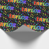 Papier Cadeau Prénom arc-en-ciel "TAYLOR" + Étoiles (Coin)