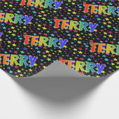 Papier Cadeau Prénom arc-en-ciel "TERRY" + Stars (Coin)