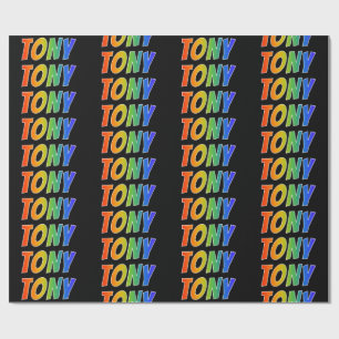 Papier Cadeau Prénom Arc-en-ciel "TONY"; Amusant et coloré