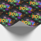 Papier Cadeau Prénom arc-en-ciel "TONY" + Feu d'artifice (Coin)