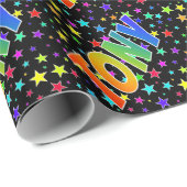 Papier Cadeau Prénom arc-en-ciel "TONY" + Stars (Coin rond)