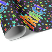 Papier Cadeau Prénom arc-en-ciel "TRACI" + Stars (Coin rond)