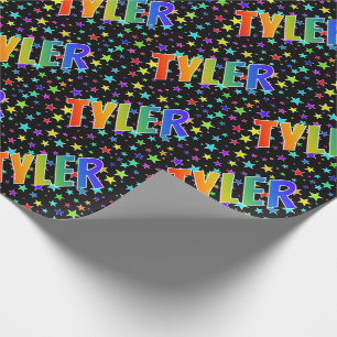 Papier Cadeau Prénom arc-en-ciel "TYLER" + Stars