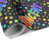 Papier Cadeau Prénom Arc-en-ciel "VINCENT" + Étoiles (Coin rond)