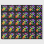 Papier Cadeau Prénom arc-en-ciel "VIOLET" + feux d'artifice (Plat)