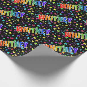 Papier Cadeau Prénom arc-en-ciel "WHITNEY" + Étoiles