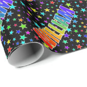 Papier Cadeau Prénom arc-en-ciel "WILLIAM" + Stars (Coin rond)