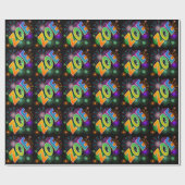 Papier Cadeau Prénom arc-en-ciel "ZOE" + Feu d'artifice (Plat)