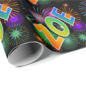Papier Cadeau Prénom arc-en-ciel "ZOE" + Feu d'artifice (Coin rond)