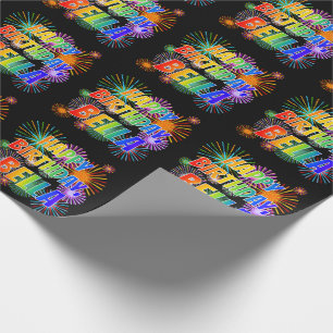 Papier Cadeau Prénom "BELLA", Amusant "HEUREUX ANNIVERSAIRE"