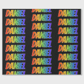 Papier Cadeau Prénom "DANIEL" d'arc-en-ciel ; Amusement et (Plat)