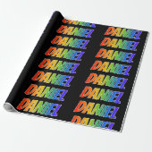 Papier Cadeau Prénom "DANIEL" d'arc-en-ciel ; Amusement et (Déroulé)