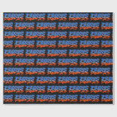 Papier Cadeau Prénom Graffiti blue orange (Plat)