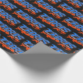 Papier Cadeau Prénom Graffiti blue orange (Coin)