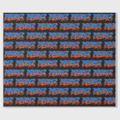 Papier Cadeau Prénom Graffiti blue orange (Plat)