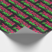 Papier Cadeau Prénom Graffiti red green (Coin)