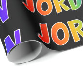 Papier Cadeau Prénom "JORDANIE" d'arc-en-ciel ; Amusement et (Coin rond)