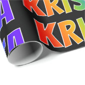 Papier Cadeau Prénom "KRISTA" d'arc-en-ciel ; Amusement et (Coin rond)