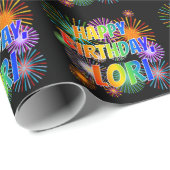 Papier Cadeau Prénom "LORI", Amusant "HEUREUX ANNIVERSAIRE" (Coin rond)